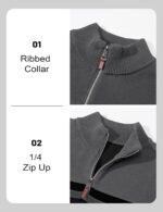 MAGCOMSEN Men's Sweaters 1/4 Zip Cotton Sweater Pullover Polo Sweaters Striped Fall Winter Warm Sweatshirts - Image 6