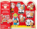 Melissa & Doug Farm Animals Jumbo Knob Puzzle, Wooden Peg Puzzle for Toddlers, Educational Toy for Shape Recognition and Fine Motor Skills, Ages 1+ - Image 4