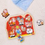 Melissa & Doug Farm Animals Jumbo Knob Puzzle, Wooden Peg Puzzle for Toddlers, Educational Toy for Shape Recognition and Fine Motor Skills, Ages 1+ - Image 10