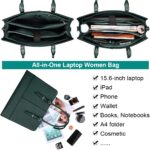 Laptop Bag for Women Leather Work Tote 15.6 Inch Laptop for Computer Messenger Bag Waterproof Briefcase Business Office Professional Large Capacity Handbag Shoulder Teacher Nurse Bag - Image 4
