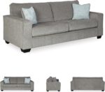 Signature Design by Ashley Altari Modern Queen Sofa Sleeper with 2 Accent Pillows, Light Gray - Image 8