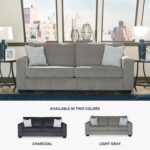 Signature Design by Ashley Altari Modern Queen Sofa Sleeper with 2 Accent Pillows, Light Gray - Image 9