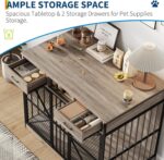 Garvee 44 in Large Dong Crate Furniture, Multi-Functional Dog Cage Table with 2 Drawers and an Open Compartment, Heavy Duty Decorative Pet House for Indoor Use - Image 4