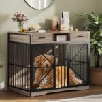 Garvee 44 in Large Dong Crate Furniture, Multi-Functional Dog Cage Table with 2 Drawers and an Open Compartment, Heavy Duty Decorative Pet House for Indoor Use - Image 8