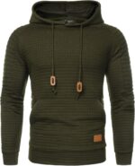 COOFANDY Mens Hoodies Pullover Casaul Long Sleeve Drawstring Waffle Knit Hooded Sweatshirt with Kanga Pocket - Image 9