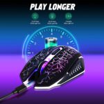 Wireless Gaming Mouse, Rechargeable Wireless Computer Mouse, 7-Color LED Light, Ergonomic Mouse with 6 Silent Click Buttons, 3 Adjustable 2400 DPI Wireless Mouse for Laptop,PC,Mac, Black - Image 5