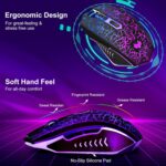 Wireless Gaming Mouse, Rechargeable Wireless Computer Mouse, 7-Color LED Light, Ergonomic Mouse with 6 Silent Click Buttons, 3 Adjustable 2400 DPI Wireless Mouse for Laptop,PC,Mac, Black - Image 6