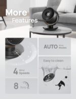 Dreo Fan for Bedroom, Desk Air Circulator Fan with Remote, 11 Inch Table Fans for Whole Room, 60ft Powerful Airflow, 120° Vertical Manual +90° Oscillating, 4 Speeds, 8H Timer, Quiet Fan, Home - Image 8
