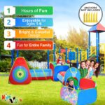 Hide N Side 5pc Kids Ball Pit Tents and Tunnels, Toddler Jungle Gym Play Tent with Play Crawl Tunnel Toy, for Boys Babies Infants Children, Indoor Outdoor Gift, Target Game w/ 4 Dart Balls - Image 4