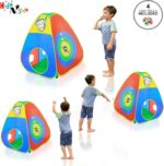 Hide N Side 5pc Kids Ball Pit Tents and Tunnels, Toddler Jungle Gym Play Tent with Play Crawl Tunnel Toy, for Boys Babies Infants Children, Indoor Outdoor Gift, Target Game w/ 4 Dart Balls - Image 7