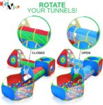 Hide N Side 5pc Kids Ball Pit Tents and Tunnels, Toddler Jungle Gym Play Tent with Play Crawl Tunnel Toy, for Boys Babies Infants Children, Indoor Outdoor Gift, Target Game w/ 4 Dart Balls - Image 8
