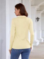 Minetom Womens Long Sleeve Tops V Neck Shirts Quarter Zip Pullover Collared Casual Tops Fall Clothes - Image 4