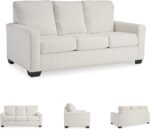 Signature Design by Ashley Rannis Coastal 2-in-1 Sofa Sleeper with Folding Gel Memory Foam Mattress, Full, White - Image 8