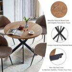 5 PCS Kitchen Dining Table Set, 37" Round Breakfast Dining Table MDF Tabletop, Space Saving Coffee Table Set for 4, Cozy Fluffy Sherpa Armchair Upholstered Dining Chairs with Metal Legs - Image 5