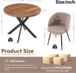 5 PCS Kitchen Dining Table Set, 37" Round Breakfast Dining Table MDF Tabletop, Space Saving Coffee Table Set for 4, Cozy Fluffy Sherpa Armchair Upholstered Dining Chairs with Metal Legs - Image 8