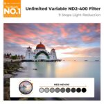 K&F CONCEPT 67mm Putter Variable ND Filter ND2-ND400 (1-9 Stops) 28 Multi-Layer Coatings Import AGC Glass Adjustable Neutral Density Filter for Camera Lens (Nano-X Series) - Image 3