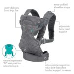 Infantino Flip 4-in-1 Convertible Baby Carrier, Adjustable, Ergonomic Babywearing, Registry Essential, Baby Carrier for Newborn to Toddler, Gray - Image 6