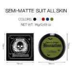 Green Face Paint Foundation for Wicked Witch Makeup - Waterproof High Pigment Concealer, Smooth Texture Greasepaint, Matte Goth for Witch Costume, Halloween, St. Patrick's Day - Image 8