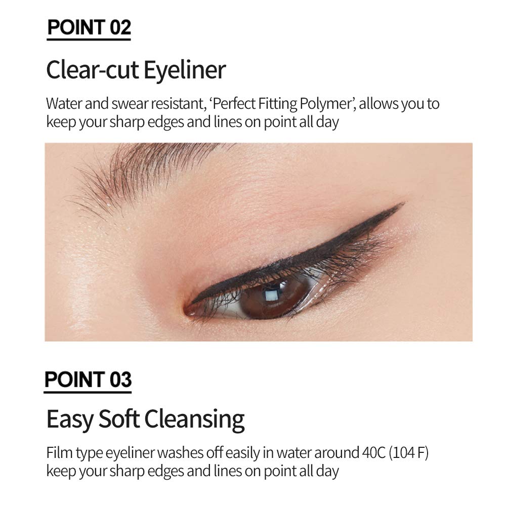 ETUDE Drawing Show Brush Eyeliner, Korean liquid eyeliner, Soft Pen Type, Clear-Cut Soft Brush, Precise Tip, Long-Lasting, Waterproof, Easy Clean, Korean Makeup, Beauty, Black (0.021 Ounce) - Image 5