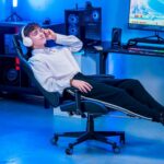 GTRACING Gaming Chair with Footrest, Ergonomic Computer Game Desk Chair, Reclining Gamer Chair Seat Height Adjustment, Swivel Rocker with Headrest and Lumbar (Navy Blue) - Image 3