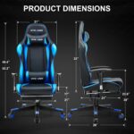 GTRACING Gaming Chair with Footrest, Ergonomic Computer Game Desk Chair, Reclining Gamer Chair Seat Height Adjustment, Swivel Rocker with Headrest and Lumbar (Navy Blue) - Image 4