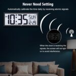 WallarGe 14.5'' Atomic Clock with Backlight, Large Digital Wall Clock Battery Operated, Large Display with Temperature and Date, Easy to Read and Set Digital Wall Clock, Auto DST - Image 3