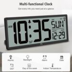 WallarGe 14.5'' Atomic Clock with Backlight, Large Digital Wall Clock Battery Operated, Large Display with Temperature and Date, Easy to Read and Set Digital Wall Clock, Auto DST - Image 5