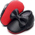 Bebila Double Bow Fringe Baby Moccasins - Soft Sole Baby Shoes Girls Toddler Crib Flats - Image 3