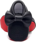 Bebila Double Bow Fringe Baby Moccasins - Soft Sole Baby Shoes Girls Toddler Crib Flats - Image 4