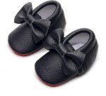 Bebila Double Bow Fringe Baby Moccasins - Soft Sole Baby Shoes Girls Toddler Crib Flats - Image 5