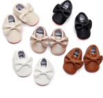 Bebila Double Bow Fringe Baby Moccasins - Soft Sole Baby Shoes Girls Toddler Crib Flats - Image 6