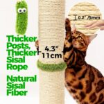 TINYBEAST 34.7" Tall Cat Scratching Post, 3 in 1 Sisal Cat Scratcher, Heavy Duty 4.3" Diameter Cat Tree with Hanging Bell Ball Toy and Reinforced Stable Base for Indoor Adult Cats & Kittens - Image 3