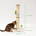 TINYBEAST 34.7" Tall Cat Scratching Post, 3 in 1 Sisal Cat Scratcher, Heavy Duty 4.3" Diameter Cat Tree with Hanging Bell Ball Toy and Reinforced Stable Base for Indoor Adult Cats & Kittens - Image 6