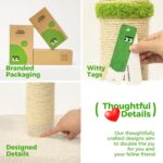 TINYBEAST 34.7" Tall Cat Scratching Post, 3 in 1 Sisal Cat Scratcher, Heavy Duty 4.3" Diameter Cat Tree with Hanging Bell Ball Toy and Reinforced Stable Base for Indoor Adult Cats & Kittens - Image 8