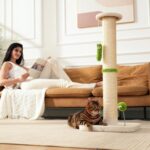 TINYBEAST 34.7" Tall Cat Scratching Post, 3 in 1 Sisal Cat Scratcher, Heavy Duty 4.3" Diameter Cat Tree with Hanging Bell Ball Toy and Reinforced Stable Base for Indoor Adult Cats & Kittens - Image 9