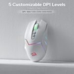 Redragon M690 PRO Wireless Gaming Mouse, 8000 DPI Wired/Wireless Gamer Mouse w/Rapid Fire Key, 8 Macro Buttons, Ergonomic Design for PC/Mac/Laptop, White - Image 6
