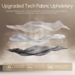 Dowinx Fabric Gaming Chair with Pocket Spring Cushion,Breathable Computer Chairs with Massage Lumbar Support and Footrest,High Back Game Office Chair for Adult,Beige - Image 6