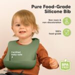 KeaBabies 2-Pack Silicone Baby Bibs for Eating - Sturdy Food-Grade Silicone Bibs for Babies Girl, Boy, Large Food Catcher, Clean & Put On Easily, Waterproof Toddler Feeding Essentials (Slate) - Image 3