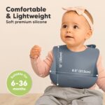 KeaBabies 2-Pack Silicone Baby Bibs for Eating - Sturdy Food-Grade Silicone Bibs for Babies Girl, Boy, Large Food Catcher, Clean & Put On Easily, Waterproof Toddler Feeding Essentials (Slate) - Image 5