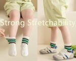 Toddler Grip Socks with Non-Slip, Unisex Baby Retro Stripe Seamless Crew Ankle Cotton Socks for Girls Boys 6 Pairs - Image 4