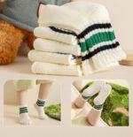 Toddler Grip Socks with Non-Slip, Unisex Baby Retro Stripe Seamless Crew Ankle Cotton Socks for Girls Boys 6 Pairs - Image 7