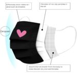 50pcs Cute Disposable Face Masks, Pink And Black Masks with Hearts Printed, 3-Ply Full Face Protection for Women Teen Girls - Image 4
