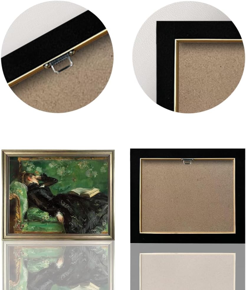 Framed Vintage Woman Reading Book Canvas Wall Art Moody Black and Green Oil Painting Living Room Bedroom Decor Home Artwork - Image 4