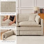 Modular Sectional Sofa, 112.2 Inch U Shaped Couch Set with Armrests, 3-Seater Comfy Cloud Couches with Movable Ottoman for Living Room Apartment, Coffee - Image 4