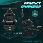Gaming Chair with RGB, Computer Gaming Chairs with LED Lights and Footrest for Home, Office, Black - Image 4