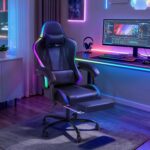 Gaming Chair with RGB, Computer Gaming Chairs with LED Lights and Footrest for Home, Office, Black - Image 5