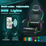Gaming Chair with RGB, Computer Gaming Chairs with LED Lights and Footrest for Home, Office, Black - Image 7