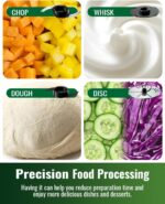 Food Processor, 4 Programs & Pulse,1000W Max Power,12 Cups Total Volume for Slicing, Mincing, Dicing, Shredding, Puree, Dough and Vegetable Chopper Clean Bowl Scraper, Stainless Steel - Image 4