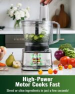 Food Processor, 4 Programs & Pulse,1000W Max Power,12 Cups Total Volume for Slicing, Mincing, Dicing, Shredding, Puree, Dough and Vegetable Chopper Clean Bowl Scraper, Stainless Steel - Image 5