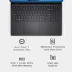 Dell 15 Laptop DC15250-15.6-inch FHD 120Hz Display, Intel Core 3 Processor 100U Processor, 8GB DDR4 RAM, 512GB SSD, Intel UHD Graphics, Windows 11 Home, Onsite Service - Carbon Black - Image 9